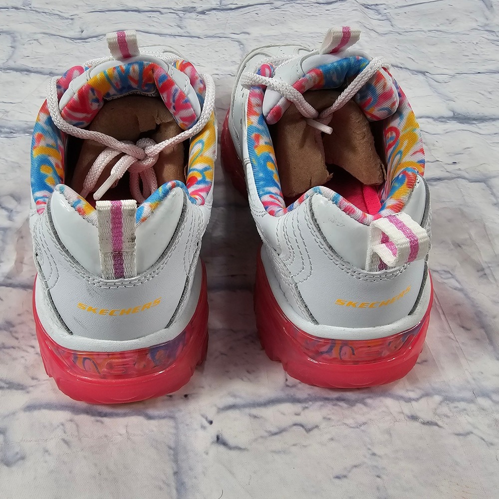 Skechers D'Lites J Goldcrown Women Size 7 White Pink Love Wall Heart Sneakers - Picture 9 of 11